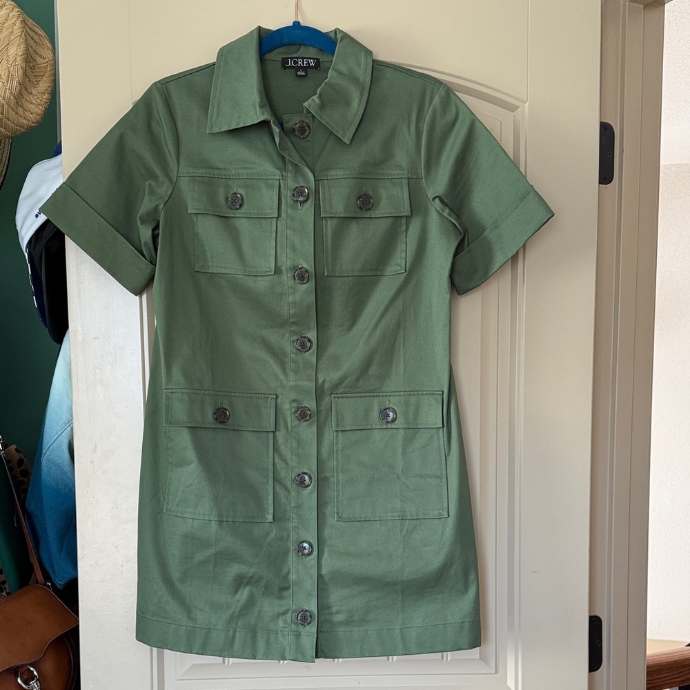 J. Crew Green Button-Up Dress